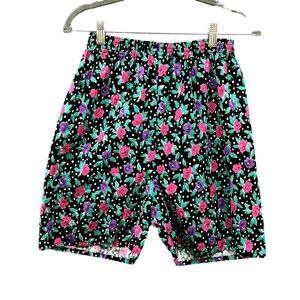 VTG Shorts Womens S Pull On High Waisted Floral 90s 100% Cotton Mom Multicolor